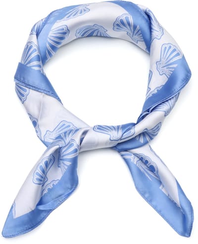 Vierkant Sjaaltje met Tijdloos All-Over Schelpenmotief (70x70cm) - Blauw
