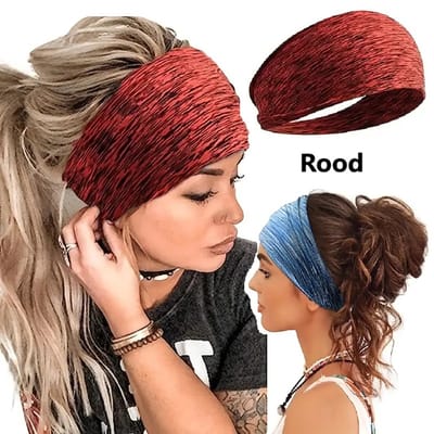 Trendy Hoofdband I Headband Dames I Elastische Zweet Absorberende Hoofdband I Yoga, Sport & Fitness I Rood