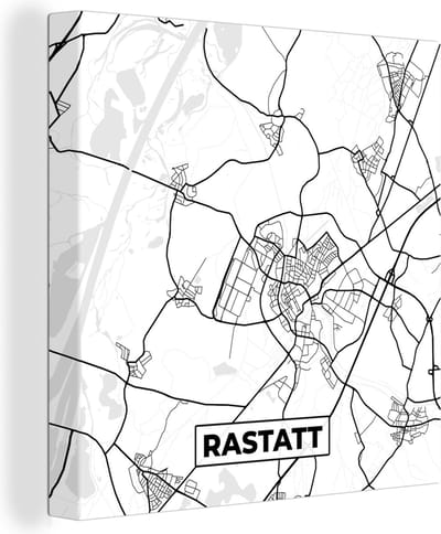 Canvas Schilderij Rastatt - Kaart - Plattegrond - Stadskaart - 20x20 cm - Wanddecoratie