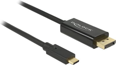 Delock 85255 USB-C-displaykabel USB-C / DisplayPort Adapterkabel USB-C stekker, DisplayPort-stekker 1.00 m Zwart Vergulde steekcontacten