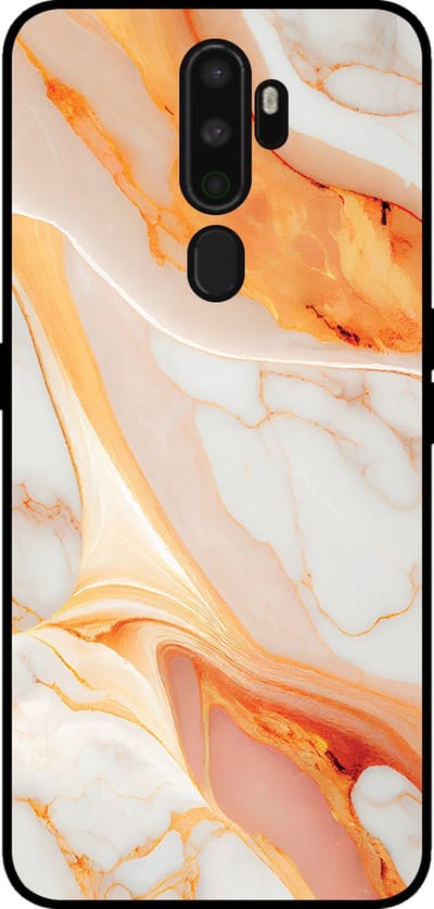 Smartphonica Telefoonhoesje voor OPPO A9 2020 met marmer opdruk - TPU backcover case marble design - Oranje geschikt voor OPPO A9 (2020)