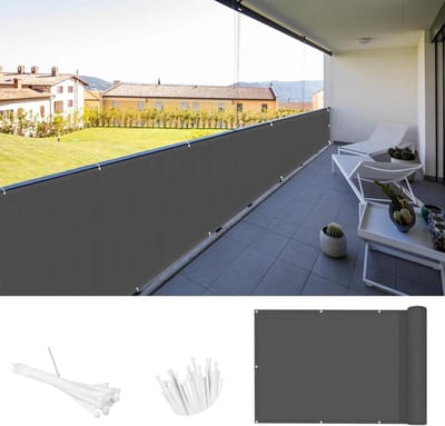SnelShoppen - Balkon Privacy Screen 100x300 cm, UV Bescherming, Wind- en Waterdicht, Balkonafdekking, Donker Anthraciet, Perfect voor Privacy en Besch