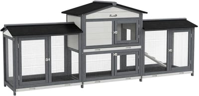 Konijnenhok voor buiten - Weerbestendig - Konijnenren - Kooi - Groot konijnen hok - Donkergrijs
