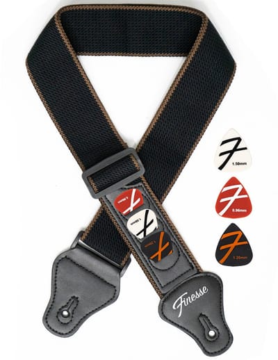 Finesse Gitaarband met Plectrumhouders - Verstelbaar - Katoen - Akoestische & Elektrische Gitaar - Gitaarriem - Gitaar Strap - Guitar Strap