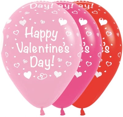 Latex ballonnen happy valentines day - assortiment - 25 stuks - 30 cm - Valentijnsdag versiering - Valentijnsdag cadeau - valentijnsdag