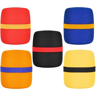 5-pack dik schuim microfoonhoes handmicrofoon voorruit kleurrijke microfoon sponshoes voor karaoke DJ podiumoptreden veelkleurig
