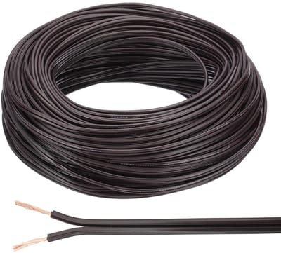 200Ft 18/2 PVC-gecoate kabel, 300 V SPT-1 hittebestendige flexibele kabel voor LED-lampen en luidsprekers, bruin, UL-gecertificeerd, ideaal voor audiotoepassingen