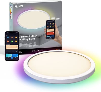 FlinQ Slimme LED Plafondlamp - Verlichting kinderkamer, slaapkamer, woonkamer - Plafond lamp verlichting - RGB Plafondlampen - Ceiling light - Plafoniere - RGB en Warm Wit Licht - Ø30cm