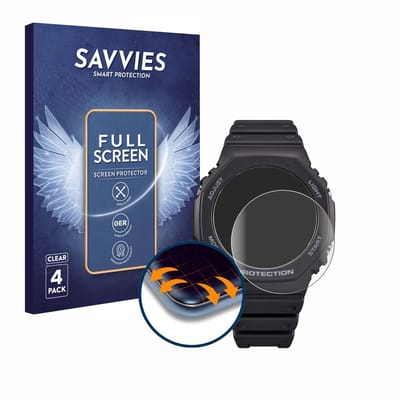 Savvies - Screenprotector voor Casio G-Shock GA-B2100 - Folie Beschermfolie transparant volledig dekking 4 Stuks