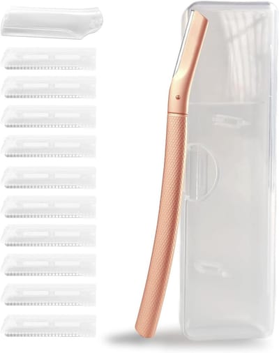 Wenkbrauwscheermes Set - Gezichtshaarverwijderaar - Gezichtsverzorging Thuis - Roestvrijstalen Messen - 10 Stuks - Rose Gold