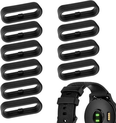Set van 10 Zwarte Siliconen Horlogeband Lussen, 22mm Vervangende Ringen voor Sporthorloges, Geschikt voor Fenix, Forerunner en Instinct Modellen