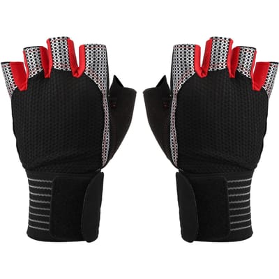 Gants de Fitness Antidérapants Mi-Doigts Gants de Musculation Sportifs avec Support Poignet black