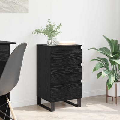 vidaXL - Dressoir - Zwart - eiken - Bewerkt - hout