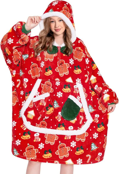 Oversized Deken met Mouwen en Capuchon - Superzacht Sherpa Fleece Warm Fleeceplaid voor Volwassenen