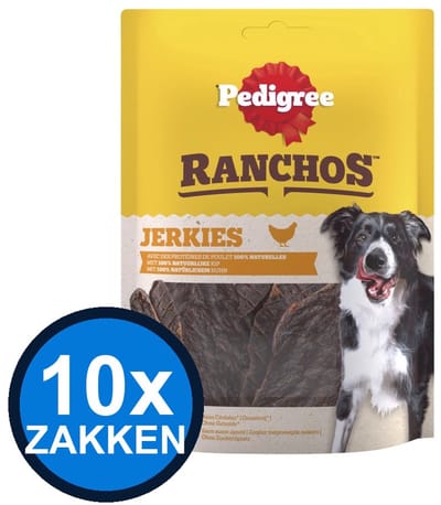 10x Pedigree - Ranchos Jerkies Kip - Hondenvoer Snacks - 70 g