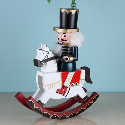 1 stuks 30 cm Handgemaakte Schommelpaard Soldaat Notenkraker Poppenspeler Koning Beweegbare Pop Handgeschilderd Kindercadeau white