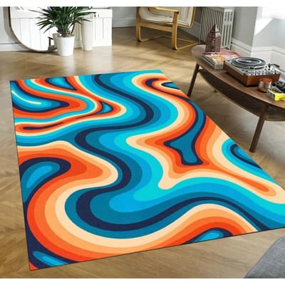 Retro Vloerkleed Psychedelisch Groovy Tapijt Trippy Kleed Antislip Wasbaar Tapijt voor Woonkamer Slaapkamer Keuken Badkamer Vloermat 50x80cm-20x31in