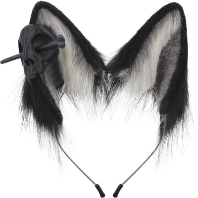 Pluizige Oren Hoofdband Dier Vos Wolf Hond Kunstbont Realistisch Kostuum Accessoire Voor Cosplay gray