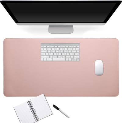 Famanu – Bureau onderlegger van imitatieleer - 80 x 40 cm - Voor muis - toetsenbord - laptop - Bureaumat in oudroze/bruin