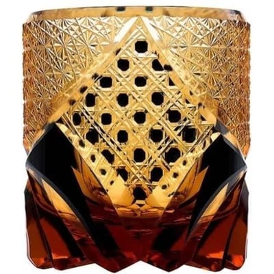 Japan Zwarte Krijger Pantser Edo Kiriko Whiskey Glas Hand gegraveerd Amber Kristal Brandy Xo Rock Wijn Snifter Whiskey Beker Voor Cadeau 220ml beige