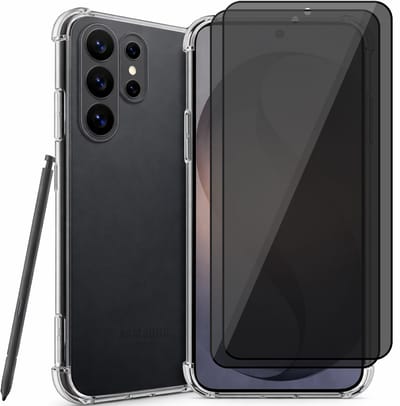 Hoesje geschikt voor Samsung Galaxy S26 Ultra - 2x Privacy Screenprotector Volledig Dekkend Glas - Shockproof Transparant
