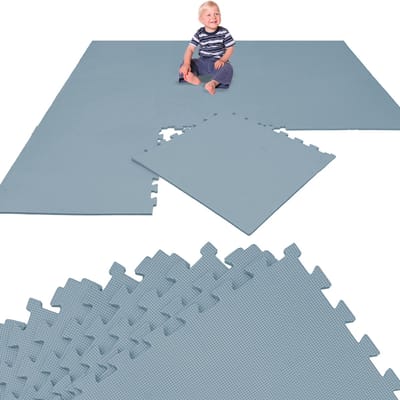 Kinder Speelmat Blauw - 8 Delen van 50 x 50 cm - EVA Puzzelmat 200x100 cm - Vloermat Kruipmat