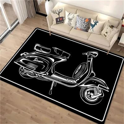 V-Vespa Moto Modern Mode Tapijt voor Woonkamer Slaapkamer Sofa Area Kleden Keukendeur Antislip Vloermatten Alfombra Verjaardagscadeau 40x60cm (16x24in)