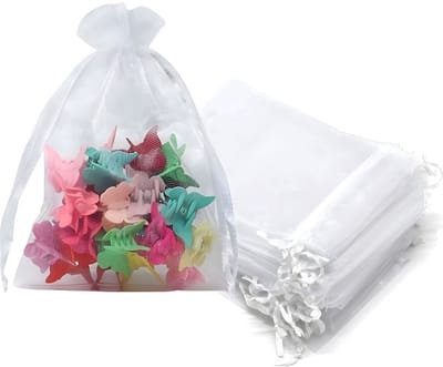100x Organza Zakjes - Cadeauzakjes Transparant - Organza Cadeauzakjes - 7x9 cm - Stevig & Slijtvast - Geschenkzakje - Geurzakjes - Snoepzakjes - Juwelenzakje - Cadeau Verpakking - Halloween- Scheurbestendig - Met Trekkoord