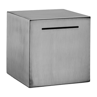 Spaarpot die niet open kan - 15x15x15 cm - rvs - volwassenen - zilver