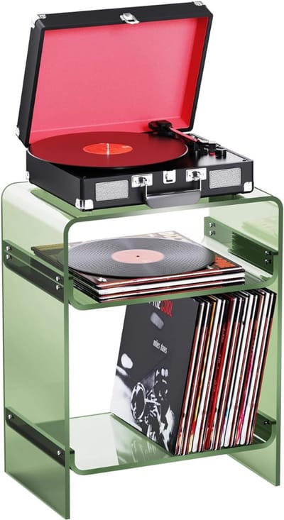SNJY® Platenspeler Meubel - Platenspeler Kast - LP Houder - Platenhouder - Acryl - 30D x 45B x 58H cm - Groen