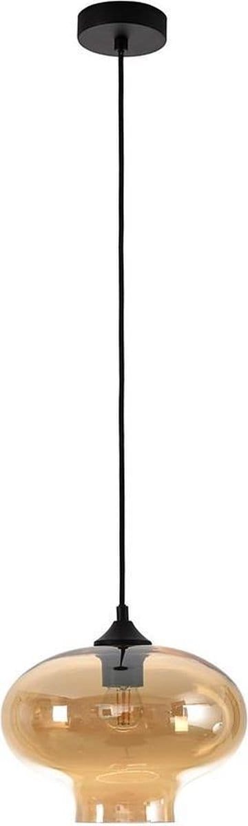 Artdelight - Hanglamp Toronto Ø 27 cm amber glas zwart