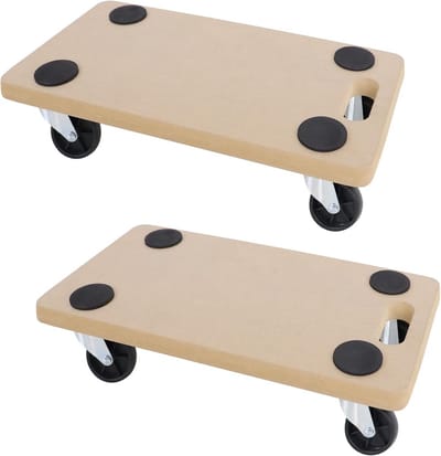 Set van 2 Meubelrollers met Rubberen Topplaten voor Zware Lasten tot 200 kg