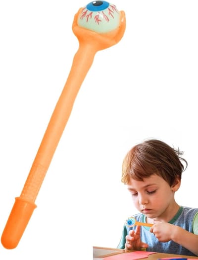 Halloween Pennen - Oogbal Markeerstiften - Creatief Schrijven - Gloeit in donker - 12 cm - Oranje