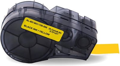 Boxstuff lettertape geschikt voor Brady M21-750-595-YL compatible tape vinyl - Zwart op geel - 19,1 mm x 6,40 m