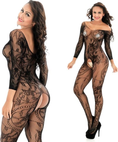 Sexy open Bodystocking, Erotische Body Panty, Sexy Catsuit met Open Kruisje.Ook voor  Cadeau.