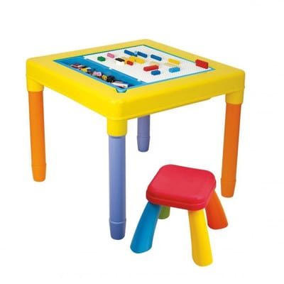 Playgo Speeltafel met Stoel - Wachtruimte speeltafel - speelgoed tafel - lego/duplo tafel - bouwtafel - activiteiten tafel