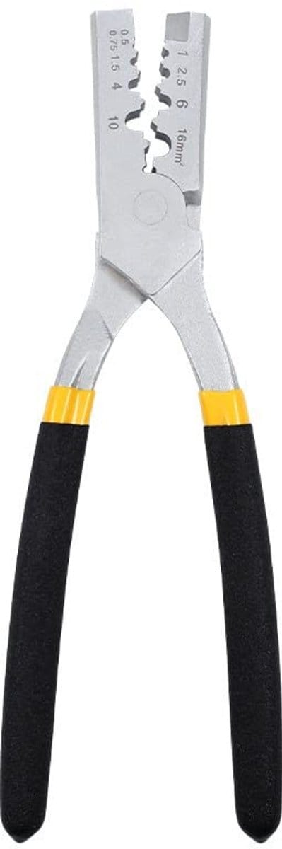 Dailygoody - Krimptang voor adereindhulzen - Ergonomisch ontwerp - Zwart/geel - Geschikt voor 0,5-16 mm² - Perfect voor klussen - Ideaal voor hobbyist..