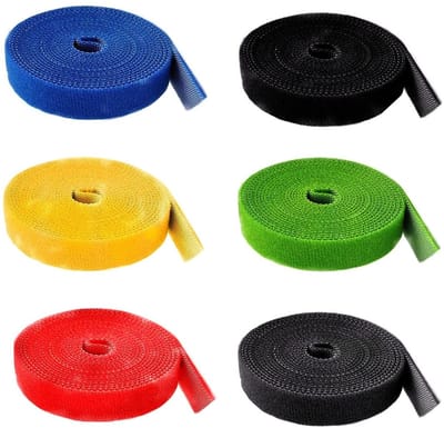 Dailygoods- Kabelbanden herbruikbaar - Kabelorganiser - Bevestigingsband - Klittenband - 6 Rollen - Verstelbaar - Kabelbinders