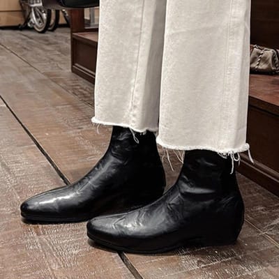 Enkellaarzen voor Dames Platte Mode Leren Schoenen Winter Nieuwe Chelsea Boots Loop Trend Elegante Jurk Gezellige Femme Laarzen 39 black