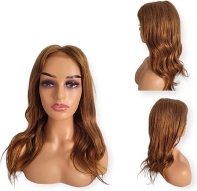 Braziliaanse Remy pruik 16 inch - kastanjebruine steil menselijke haren - 4x4 lace closure pruik