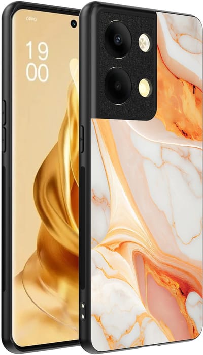 Smartphonica Telefoonhoesje Geschikt voor Oppo Reno 9 Pro Plus met marmer opdruk - TPU backcover case marble design - Oranje geschikt voor Oppo Reno 9 Pro Plus