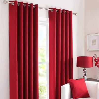 Kinfolk Textile Blackout Thermal Eyelet Ring Top Insulated Pair of Curtains Including 2 Tiebacks (Red, 46" x 54")