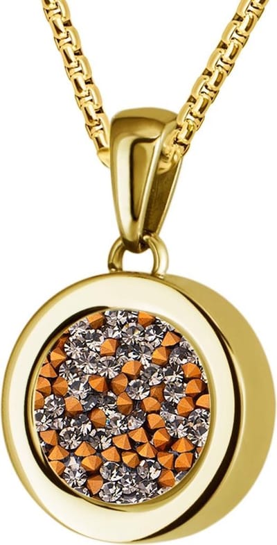 Quiges 12mm Mini Munt Hanger Verguld RVS Schroefsysteem Glans met Zirkonia Transparant Munt met Anker Ketting 42-46cm