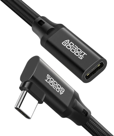 AdroitGoods Usb-C Verlengkabel Haaks - 10Gbps - 4K@60Hz - Female naar Male Kabel - 100cm - Verlenging - Zwart