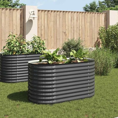 vidaXL - Plantenbak - verhoogd - 160x80x81 - cm - gegalvaniseerd - staal - grijs