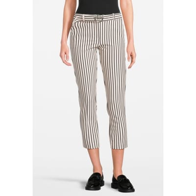 PINKO Potenza 1 Pantalone Punto Roma Ecru/navy Blue Size: 38 | Straight Pants Outlet | Dames | Wit