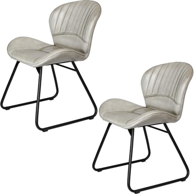 Leren stoel gestoffeerde stoel eetkamerstoelen – lichtgrijs