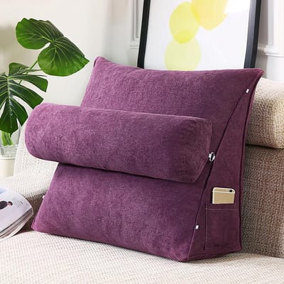 Rugleuning Kussen - Leun Kussen - Comfortabel Zitten - Met Opbergvak - 45x45x20cm - Paars