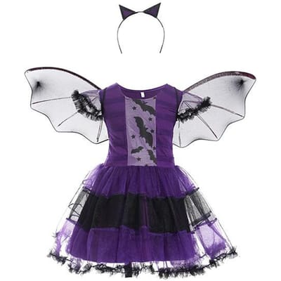 Ensemble de vêtements de sorcière 4 pièces Robe+Chapeau+Baguette+Sac Costume de sorcier d'Halloween pour filles Fête Maquillage Enfant Vêtements de sorcière Vestidos TAG 100 blue
