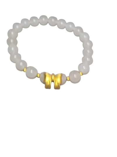 maansteen met goudkleurige strik armband.